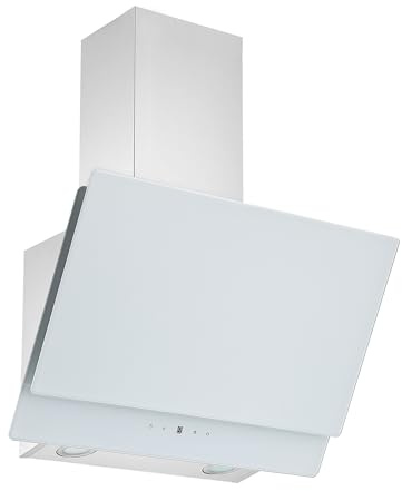 Dunstabzugshaube 60 cm kopffreie Schräghaube Wandhaube Glas weiß LED Respekta