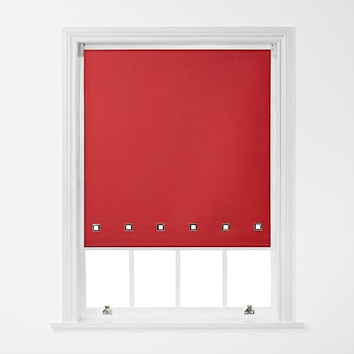 A.Unique Stylish Home Trimmable Square Eyelet Roller Window Blind in a Variety of Colours and Sizes - 6FT - Red - 180cm (W) x 170cm (L) | 70.8 (W) x 66.9 (L)