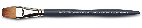 Winsor & Newton 5011619 professionell akvarellpensel, målarpensel för akvarellfärger med syntetiska fibrer, ergonomiskt handtag, hållbart och formstabilt, kort handtag – envägsborste – 3/4 tum