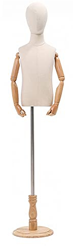 ZRY Schneiderpuppen Weibliche Torso Schaufensterpuppe Kinder Schneiderbüste einstellbar, zum Kinderbekleidungsgeschäft Schaufenster, Massivholzbasis, 4 Stile (Color : C, Size : 2 Years Old)