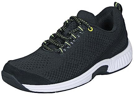 Orthofeet Women's Orthopedic Coral Stretch Knit Walking Sneaker, Black, Size 9 Wide