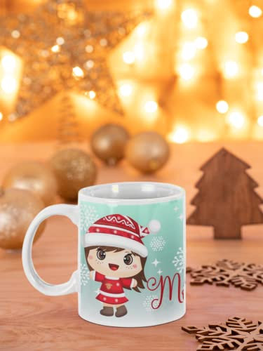 Taza Navideña Personalizada con tu Nombre y Avatar.- Regalo Navideño (CASTAÑA)