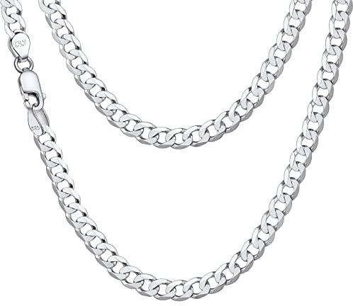 Bandmax Panzerkette Silber 925 Herren Halskette 51cm Panzerkette für Herren Damen Kette 5mm kubanische Gliederkette Schmuck Accessoire