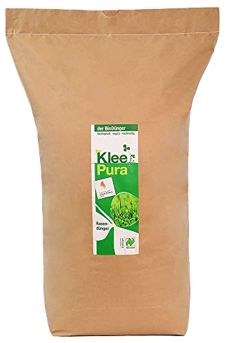 KleePura Bio Rasendünger 10,5 kg. NATURLAND zertifizierter Dünger aus 100% Bio-Klee. Organischer Rasendünger für Herbst & Frühjahr. Bis zu 105 m² Rasenfläche düngen.