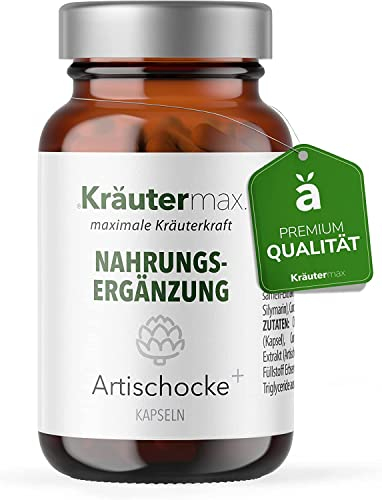 NEU! Kräutermax Artischocken Kapseln | Artischockenextrakt Hochdosiert mit Mariendistel, Cholin und Curcuma Extrakt | Artischocken Kapseln Hochdosiert und Vegan | Artischocken Extrakt | 3 x 60 Stück