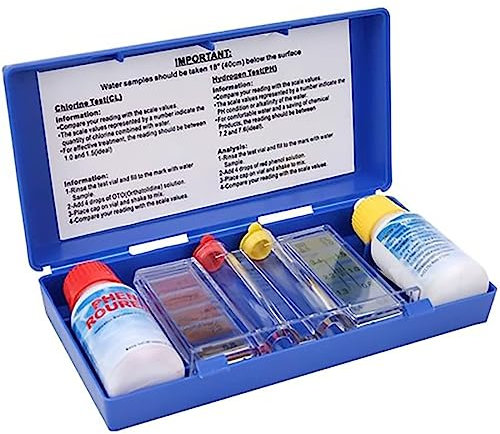 Medidor Ph y Cloro Esencial, Pack de 6 Piezas y Estuche de Test Cloro y Ph Piscina, Accesorios Piscina con Test de Cloro y Ph Basico