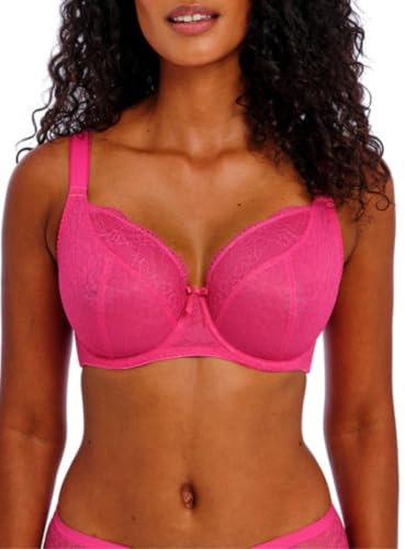 Freya Women's Fancies Underwire Balcony K Cup Bra, Opaque, Hot Pink, 36J US