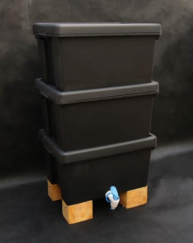 Lombricompostera Pro, Vermicompostera, Compostera 48L, 100% Plástico Reciclado de Alto Impacto (3 Compartimentos) Compostaje doméstico