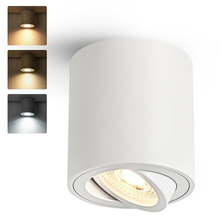 Gleonlux LED Deckenspot Aufbauspot Weiß Dimmbar, Aufbaustrahler Schwenkbar mit GU10 Fassung, LED Spots 230V 5W CCT 3000K/4000K/6000K, Aufputz Spots Deckenstrahler aus Aluminium Downlight