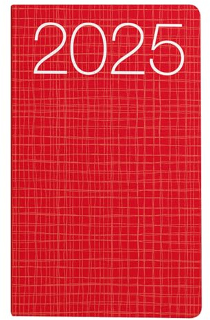 Idena 11146 - Taschenkalender 2025, Ladytimer im Format 8,7 x 15,3 cm, 1 Woche auf 2 Seiten, Terminplaner mit Flexicover-Einband in Rot und Eckperforation