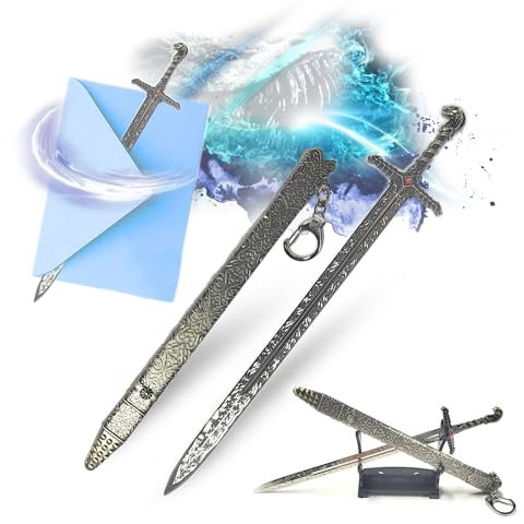 Abrecartas – Brienne of Tarth Oathkeeper - Espada en miniatura, abrecartas con funda y soporte, 21 cm, mercancía, regalo y gadgets
