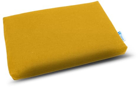 Yogan Almohada para la cabeza (1 pulgada) para yoga/pilates | Protección exterior de algodón orgánico (extraíble y lavable) | Funda interior con relleno de fibra reciclada | 30 cm × 20 cm × 2,5 cm