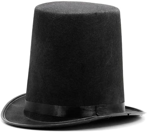 HoveeLuty Sombrero de copa alto negro, de tela no tejida, para hombre, de mago formal, de showman, para mayordomo, accesorio novedoso para disfraz de Halloween, para hombre y niño.
