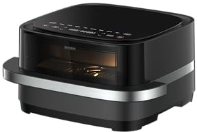 Severin Heißluftfritteuse Pizza & More, Pizzaprogramme, 10 Garprogramme, optimale Wärmeverteilung, extra breite Form, mit Sichtfenster, 4L, 2100W, schwarz, silber, S-Fry, FR 2464