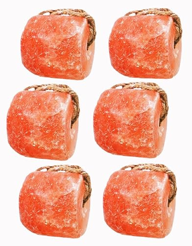 ZK Himalayan Salt Lick for Horses, Livestock– (3-4 lbs) Pack of 6 Natural Mineral Salt Block for Goats, Cattle & Deer with Hanging Rope, Weather-Resistant and Great for Dear Hunting