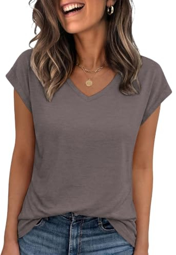 Cuptacc Toppar för kvinnor V-hals T-shirts för kvinnor Storbritannien vardaglig damer sommar toppar basic kortärmad skjorta damblus mode kläder kläder kläder