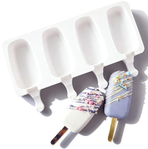 Silicone Ice Lolly Moulds with Sticks | BPA Free Popsicle Mould Set | Ice Pop Moulds for Kids and Adults, Food Grade, Non-Stick, Easy Demould