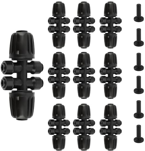 Kalolary 8 pièces raccord rapide en T cannelé 1/2'' à 1/4'' verrouillable | raccord d'irrigation goutte à goutte à emboîter, raccord anti-fuite pour tuyau d'irrigation avec connecteur à 6 voies