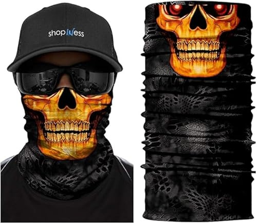 ShopINess Halsvärmare Multifunktionell Tubhalsduk Dödskalle | Bandana & Ansiktsmask för Motorcykel, Cykel, Skidåkning, Snowboard, Sport, Festival & Halloween | Unisex (Brand)