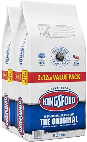 Kingsford Original Charcoal Briquettes, BBQ Charcoal for Grilling 12 Pounds Each (Pack of 2) (Package May Vary)