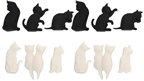 PRETYZOOM 12pcs Glasmarkierer Silikon Getränkemarker Katze Trinkglas Markierung Party Bar Saugnapf Marker Glas Tasse Becher Bankett Party Zubehör Gemischte Farbe