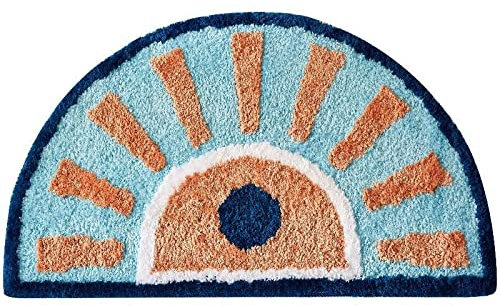 Badezimmerteppich Braune Sonne Badematte Flauschig Mikrofaser Badvorleger rutschfest Duschvorleger Schnelltrocknend Badteppich Waschbar Duschvorleger Verdicken Badematten Badmatte 50x80cm