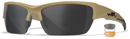 Wiley X │ Unisex │ Gafas de sol tácticas para exteriores │ Marco envolvente │ WX Valor 2.5│ Gafas protectoras │ Lentes intercambiables, Lentes grises, transparentes, óxido claro | Marco negro mate,