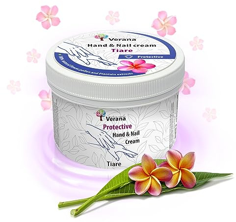Verana Crema de Manos y Uñas Extractos de Polen de Flores y Plátano 100% Natural, Hidrata, Nutre, Protege la Piel de las Manos, Fortalece la Placa de la Uña, Cuidado de la Cutícula 200g (Tiare)
