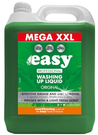 Easy Original Dish Washing Up Liquid Clean Scent Detergent Kitchen Soap Pack 5L - Savers Pack