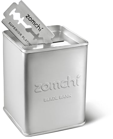 ZOMCHI Razor Blades Bank for Storing Safety Razor Blade Storage Case for Disposal of Used Double Edge Safety Razor Blades (Silver)