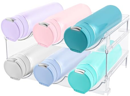 VMUTGA Stapelbar Weinregal, Flaschenregal Kühlschrank Organizer, Doppelte Abnehmbare Wasserflaschen Organizer, Transparenter Flaschenhalter für Schrank, Kühlschrank, Flasche, Trinkglas, Getränke Organ