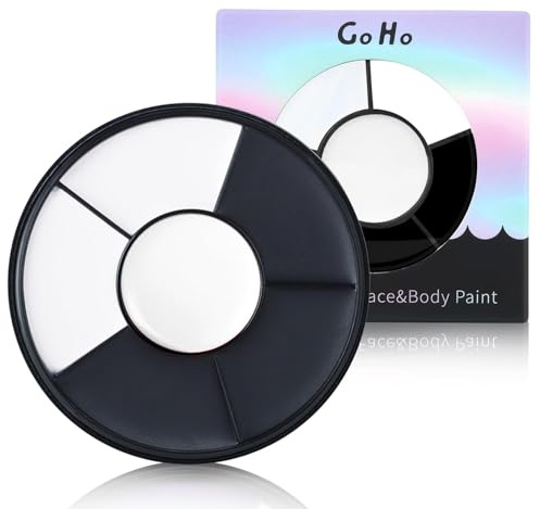 Go Ho Black and White Face Paint Palette,Cream Washable Formula Face Painting for Halloween Cosplay,Body Paint SFX Makeup Palette,Professional Skeleton Skull Makeup Palette