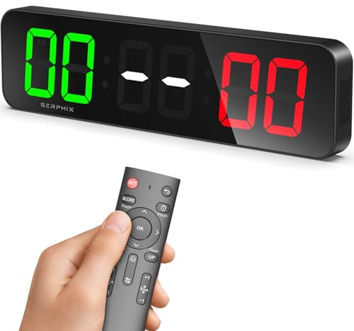SERPHIX 15.2 Large Digital Scoreboard, Variable LED Color, Timer Clock, Tabletop Electronic Scoreboard with Remote, Score Keeper for Games/Corn Hole/Volleyball/Table Tennis Sports