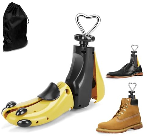 CuteHome Tendiscarpe,Allarga Scarpe Uomo Donna,Espansore Stivali, Regolabile la Lunghezza e la Larghezza delle Scarpe (singolo, L), Giallo