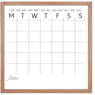 MCS Dry Erase Calander 24x24 Walnut Framed Monthly Calendar for The Wall, Stay Organized with Family Planner for Appointments, Sports, Events & More