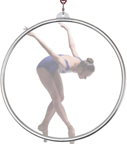 Quixnova 90 cm Aerial Hoop, Art Yoga Hoop Kit, Tanz-Fitnessgerät, Single Point Circus Yoga Hoop aus Edelstahl mit Zubehör,3.2cm