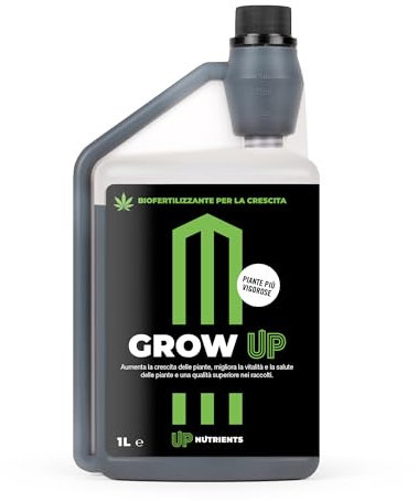 UP NUTRIENTS Bio Fertilizante GROW UP 1 L Crecimiento de Plantas y Cultivos - Abono Estimulador 100% Orgánico - Más Vitalidad y Salud en Cultivos - Más Calidad Cosechas - Plantas Más Vigorosas