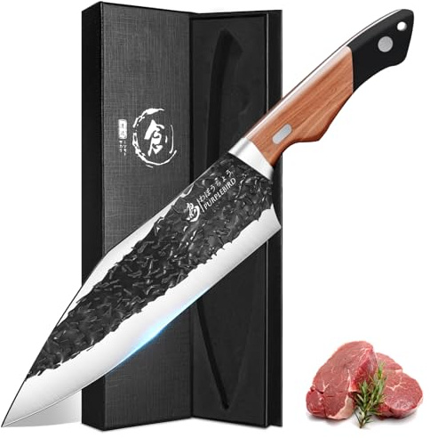 PURPLEBIRD Coltello da Chef Professionale, Coltelli da Cucin con Impugnatura Ergonomica, Chef Multiuso Professionale Affilati in Acciaio Inossidabile al Carbonio di Alta Qualità