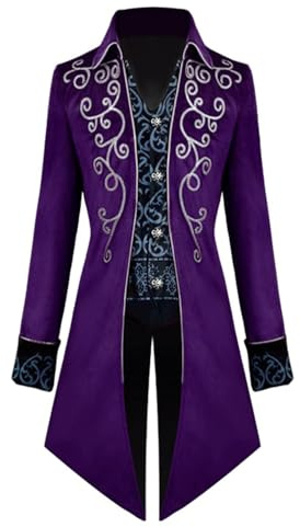 Generisch Gothic Medieval Tailcoat Jacket, Medieval Coat Steampunk Jacket, Vampire Jacket, Steampunk Vintage Tailcoat, Pirate Jacket, Renaissance Coat, Steampunk Jacket for Men, purple, S