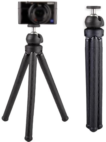 Lens-Aid Trípode flexible Light – Teléfono móvil/smartphone y cámara, compatible con iPhone, con cabezal esférico de 360°, ideal para Vlogs, YouTube y vacaciones (solo 305 g)