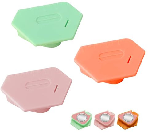 SpetngSake 3 Stück Magnetische Nahtführung,Nähzubehör,Lineal für Nähmaschinen,Magnetic Seam Guide,Magnetischer NahtfüHrer,Polygonale Multifunktionale Nahtführung Säumer mit Skala(Orange/Pink/Grün)