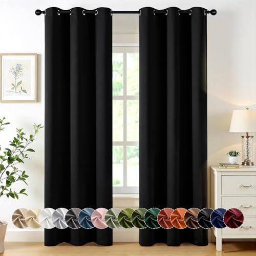 MIULEE Blackout Curtains for Bedroom 2 Panels 40 x 84 Inch Long Black