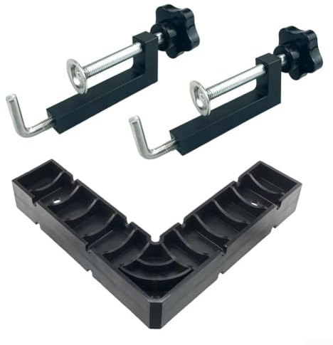 Floweringbeter Woodworking Locator Block with Clamping Device for Accurate 90 Degree Right Angle Positioning in Carpentry (Black)