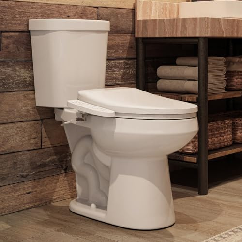 HOROW Two-Piece Elongated Tall Toilet with Smart Seat, 17 Inch ADA Height Toilet with Heated Seat, Powerful 1.1/1.6 GPF Dual Flush toilet, MAP 1000g, 12 Rough In High Bowl for Seniors, White