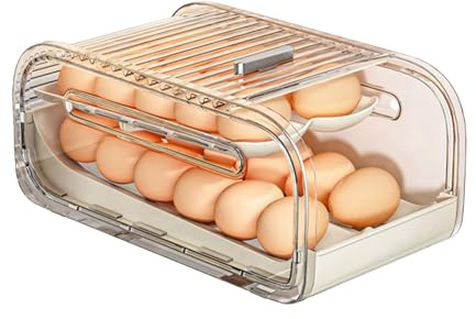 Mxshc Egg Holder for Refrigerator - Automatic Rolling Storage Container | Egg Holder Countertop Refrigerator Organizer | for Kitchen Countertop Pantry Cabinet Home Apartment Farmhouse Camping RV