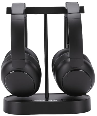 Yechiry Casque TV Double sans Fil, Oreilles TV avec Base de Chargement de L'émetteur, Casque sans Fil Stéréo à Faible Latence, Contrôle du Volume Respirant pour Les Personnes âgées