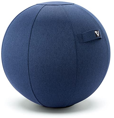 YOGIVO Sittande bollstol för kontor och hem, pilates träning yogaboll med skydd för balans, stabilitet och fitness, ergonomisk hållning, träningsbollsits med handtag och pump (mörkblå, 24 tum)