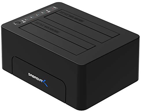 Sabrent Docking Station USB 3.1 a SATA con Doppio Slot per HDD/SDD da 2,5”/3,5”. Funzione Duplicatore/Clonatore di Hard Disk [Cavi Tipo C e Tipo A Inclusi, Supporta Drive da 10TB] (DS-UTC2)
