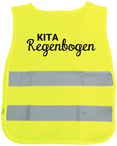 Kinder Sicherheitswesten gelb Warnweste mit Namen Logo Druck