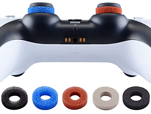 PlayVital 5 Pairs Aim Assist Target Motion Control Precision Rings for PS5, for PS4, Xbox Series X/S, Xbox One, Xbox 360, Switch Pro Controller - 5 Colors 3 Different Strength